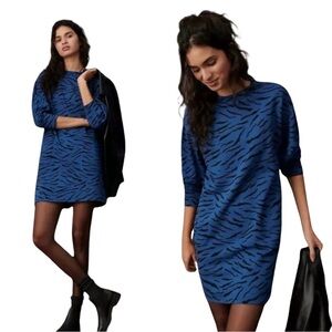 Velvet by Graham & Spencer Malisa Tunic Dress Blue Tiger Stripe Anthropologie SP
